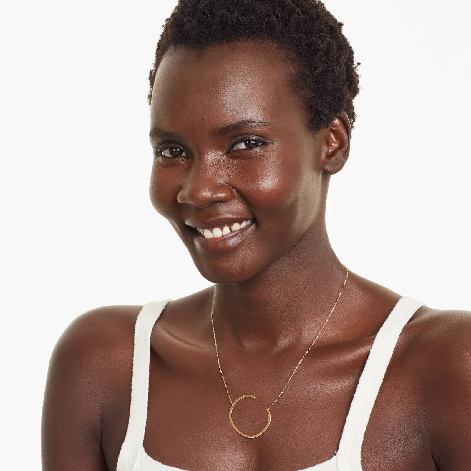 14K Yellow Gold Large Initial C Necklace