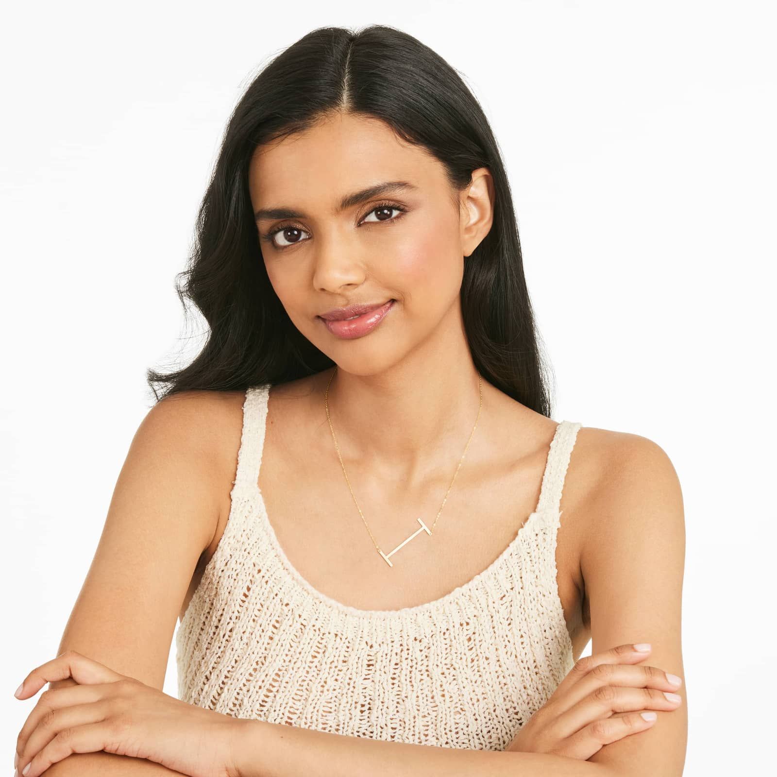 14K Yellow Gold Large Initial I Necklace