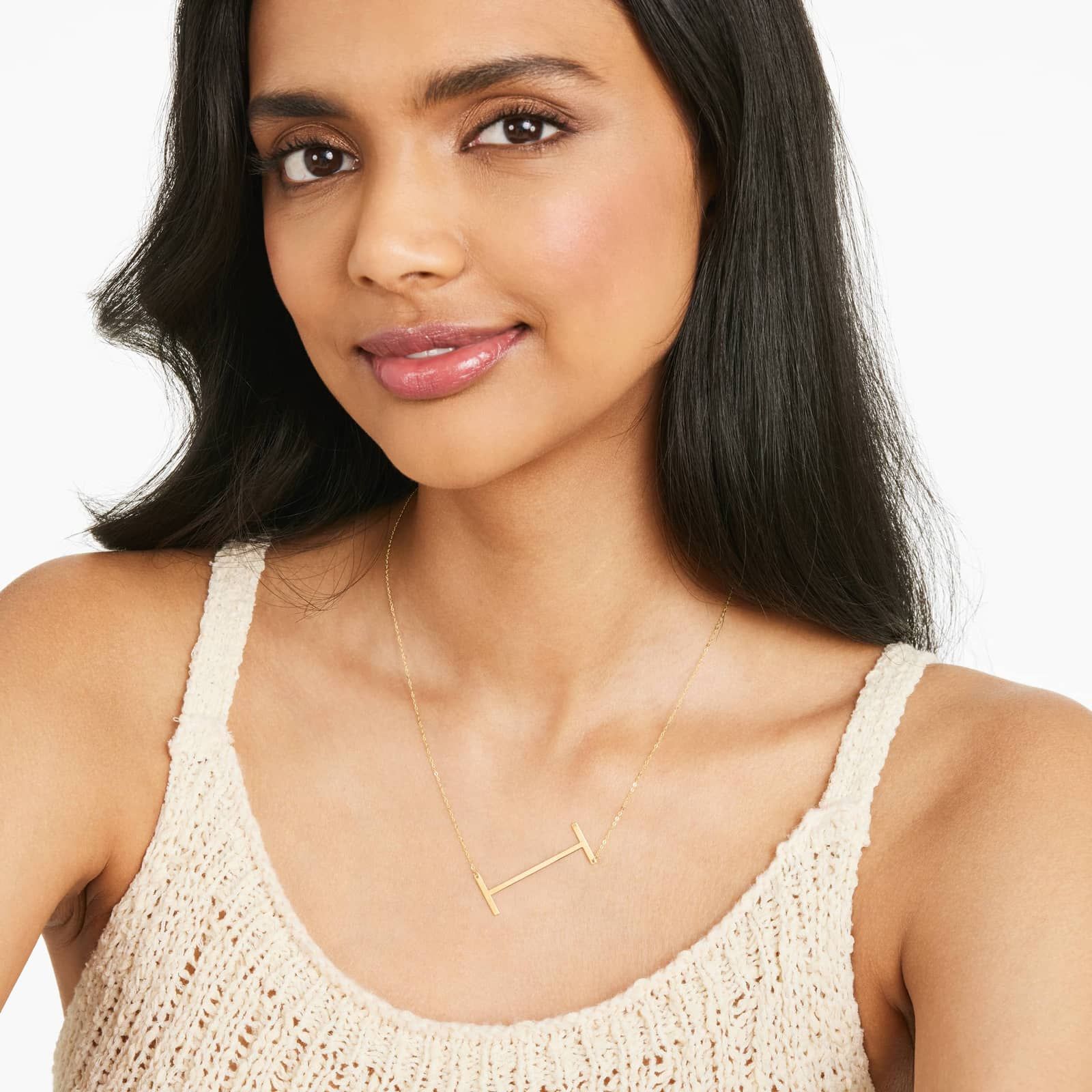 14K Yellow Gold Large Initial I Necklace