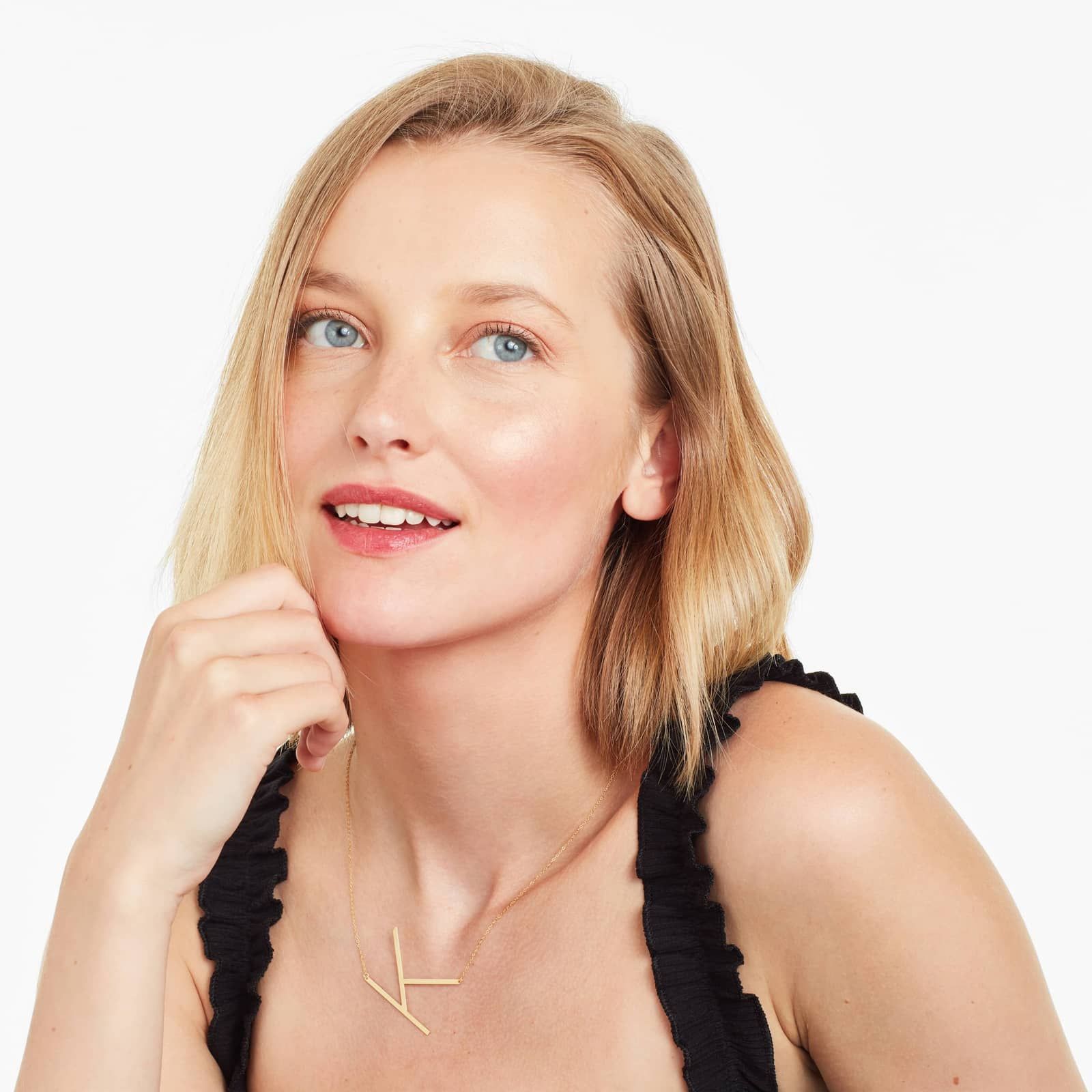 14K Yellow Gold Large Initial K Necklace