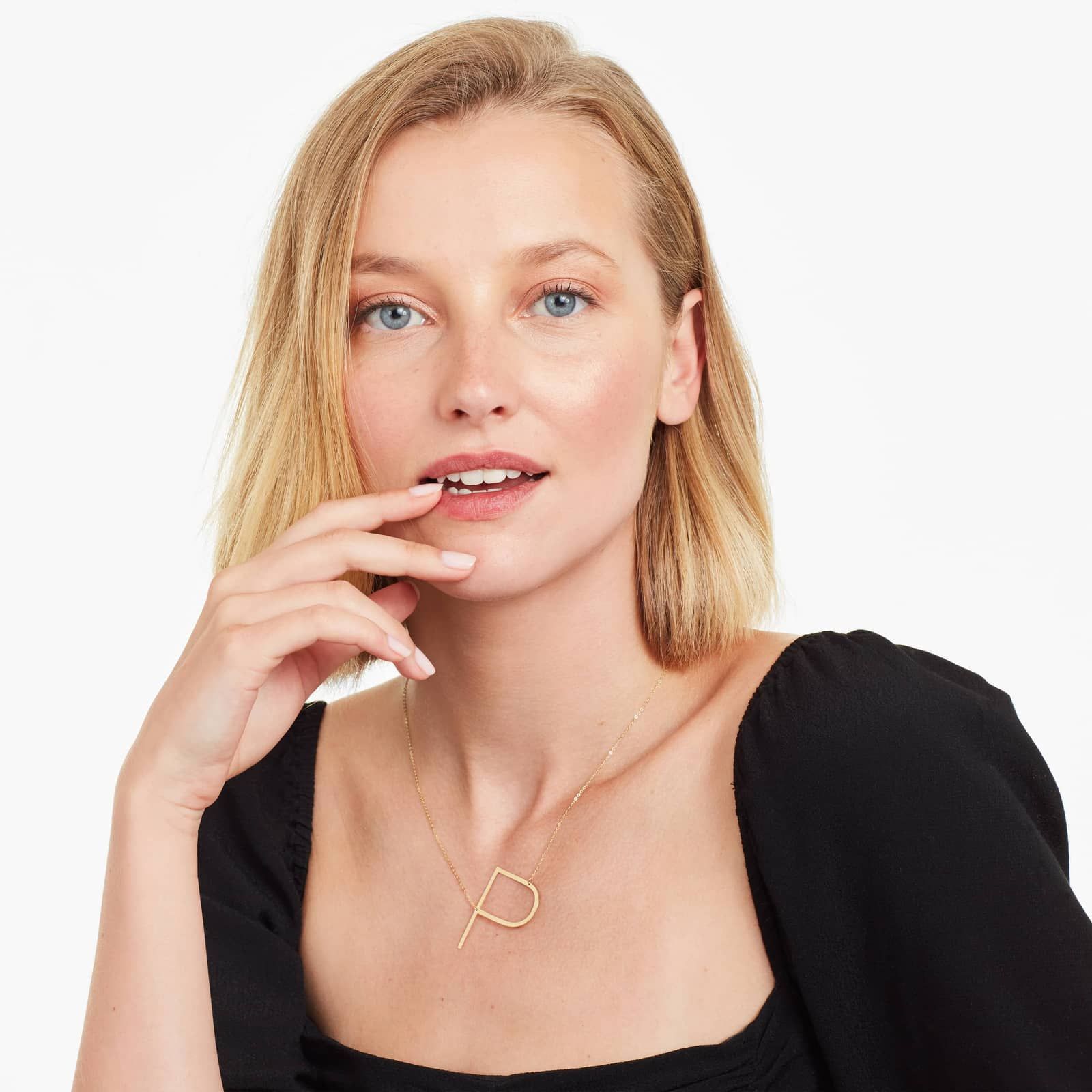 14K Yellow Gold Large Initial P Necklace