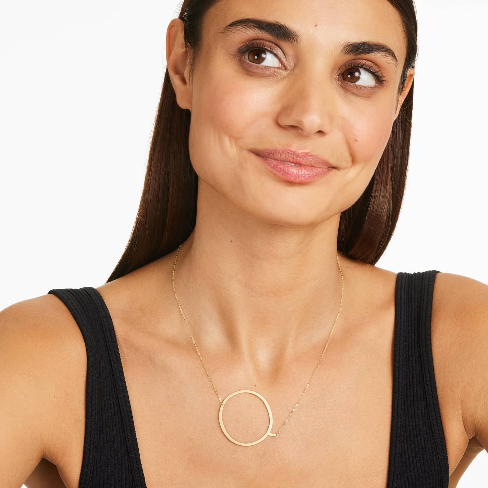 14K Yellow Gold Large Initial Q Necklace