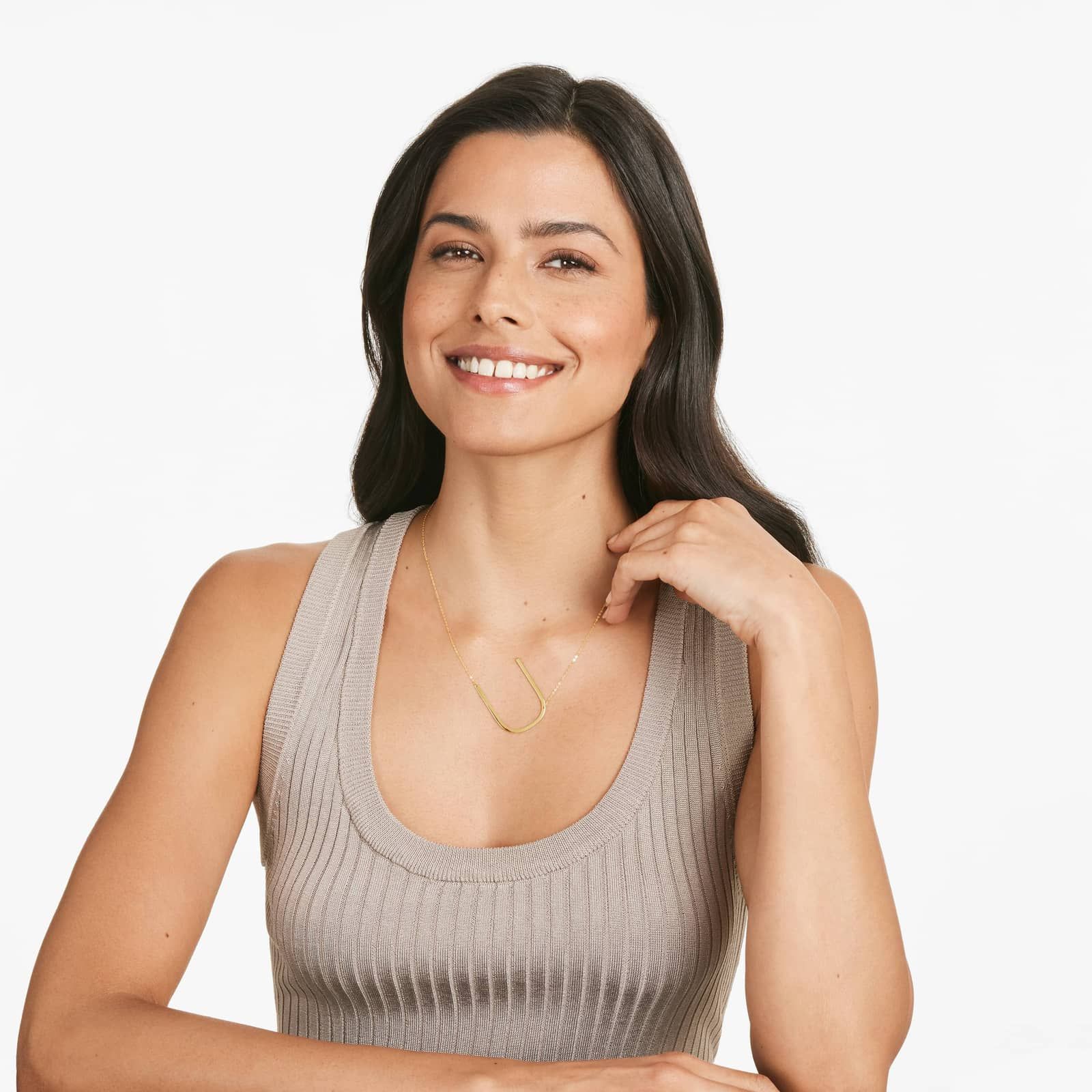 14K Yellow Gold Large Initial U Necklace