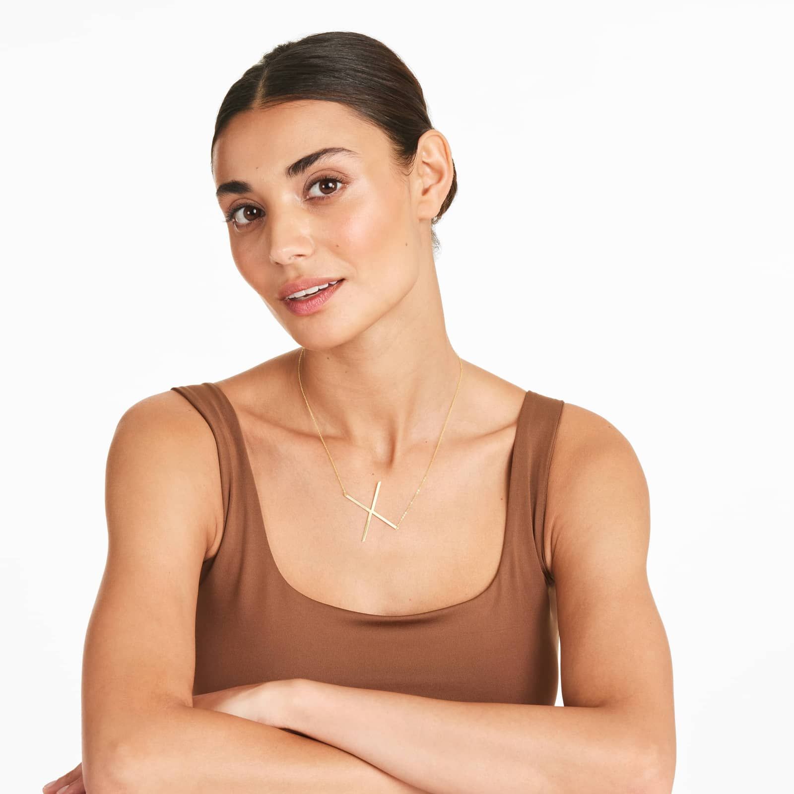 14K Yellow Gold Large Initial X Necklace