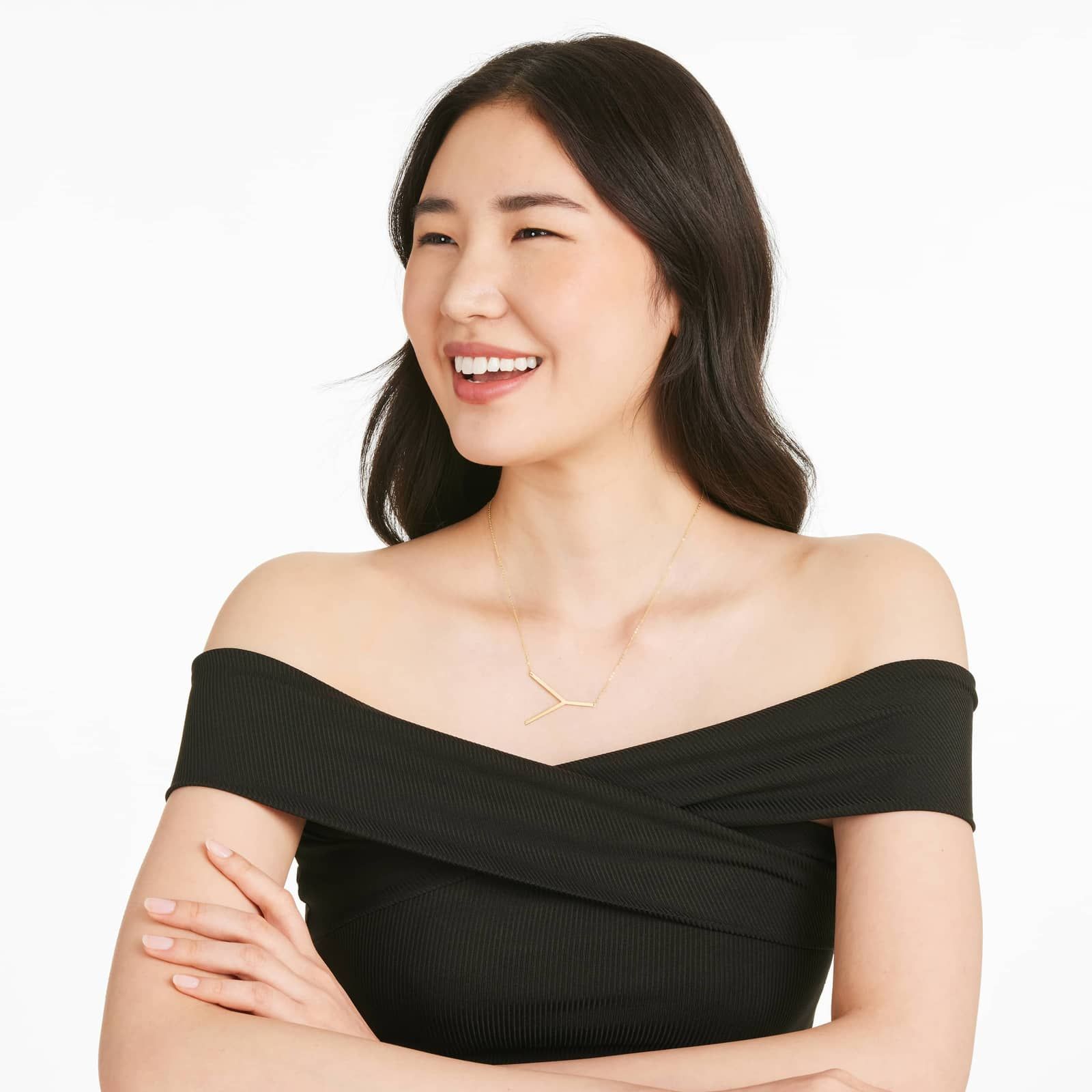 14K Yellow Gold Large Initial Y Necklace