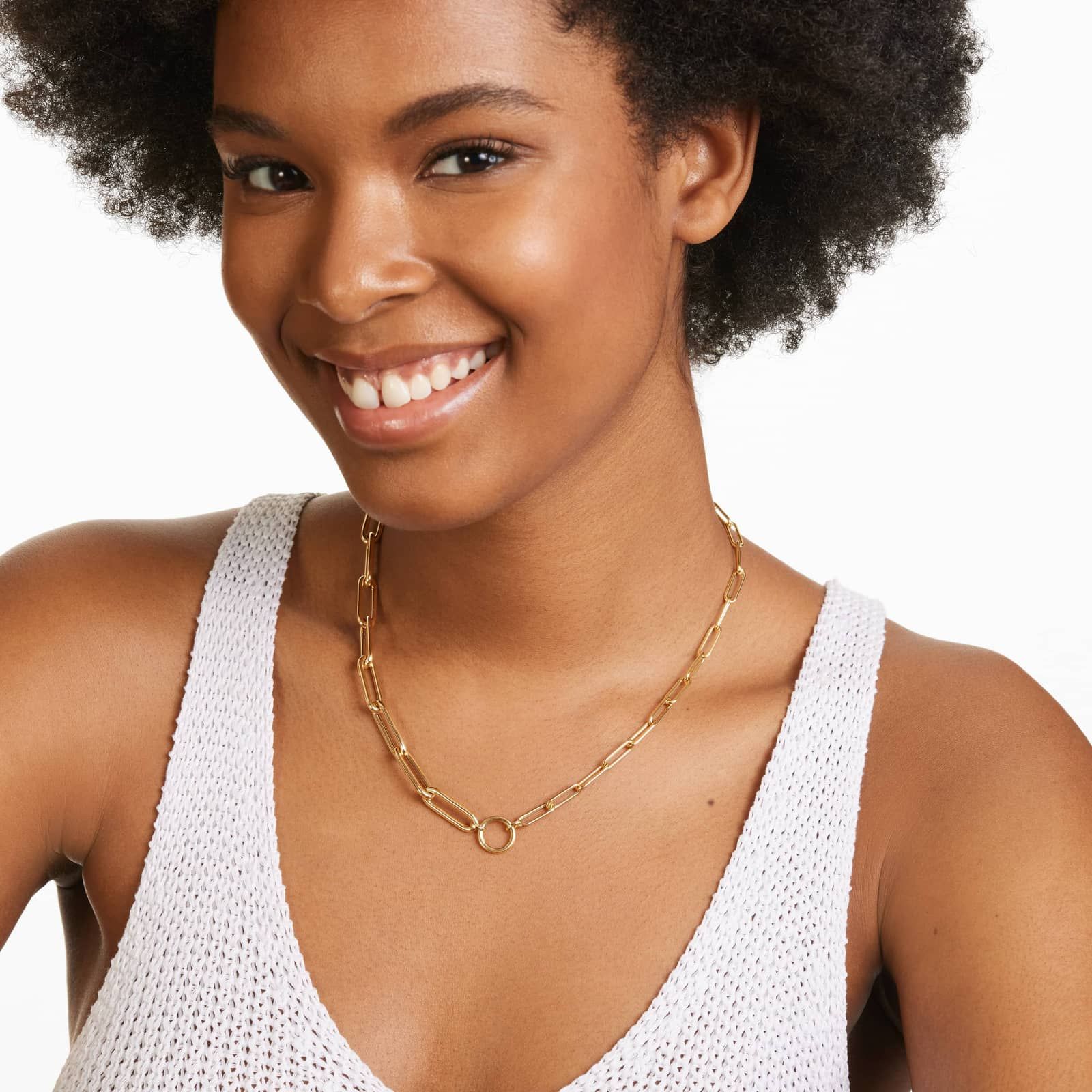 14K Yellow Gold Dual Paper Clip Chain Necklace By James Allen