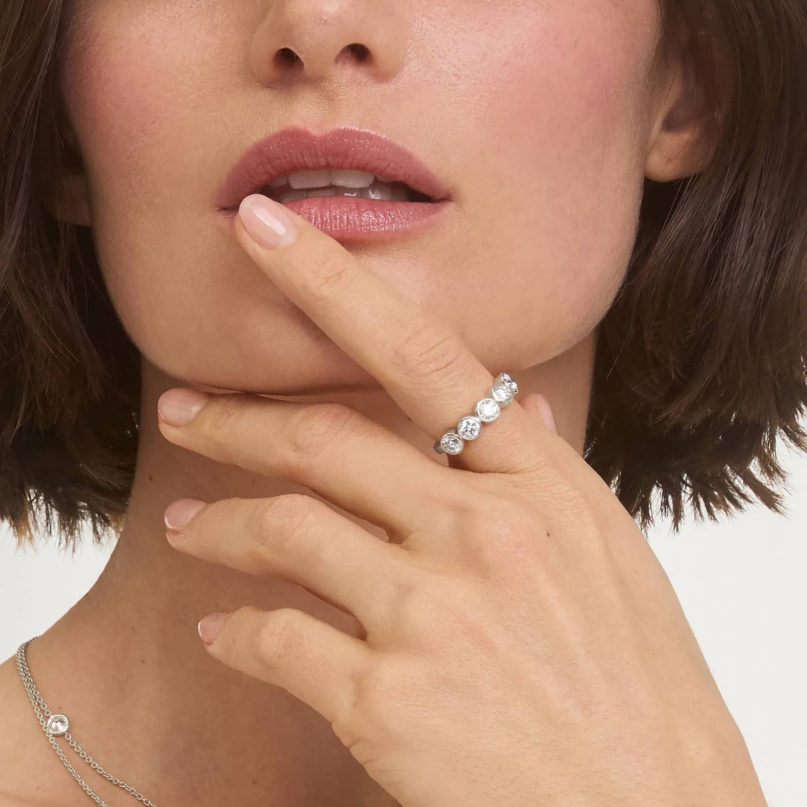 Lab-Grown Diamond Bezel Ring in 14K White Gold