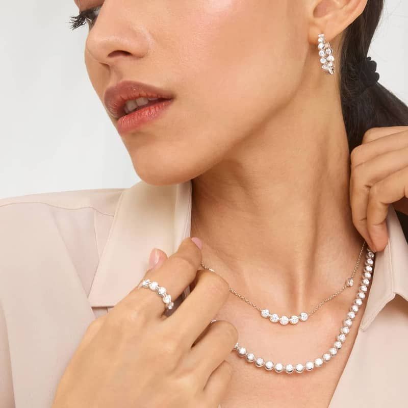 Illusion Ring With Diamonds In 14K White Gold