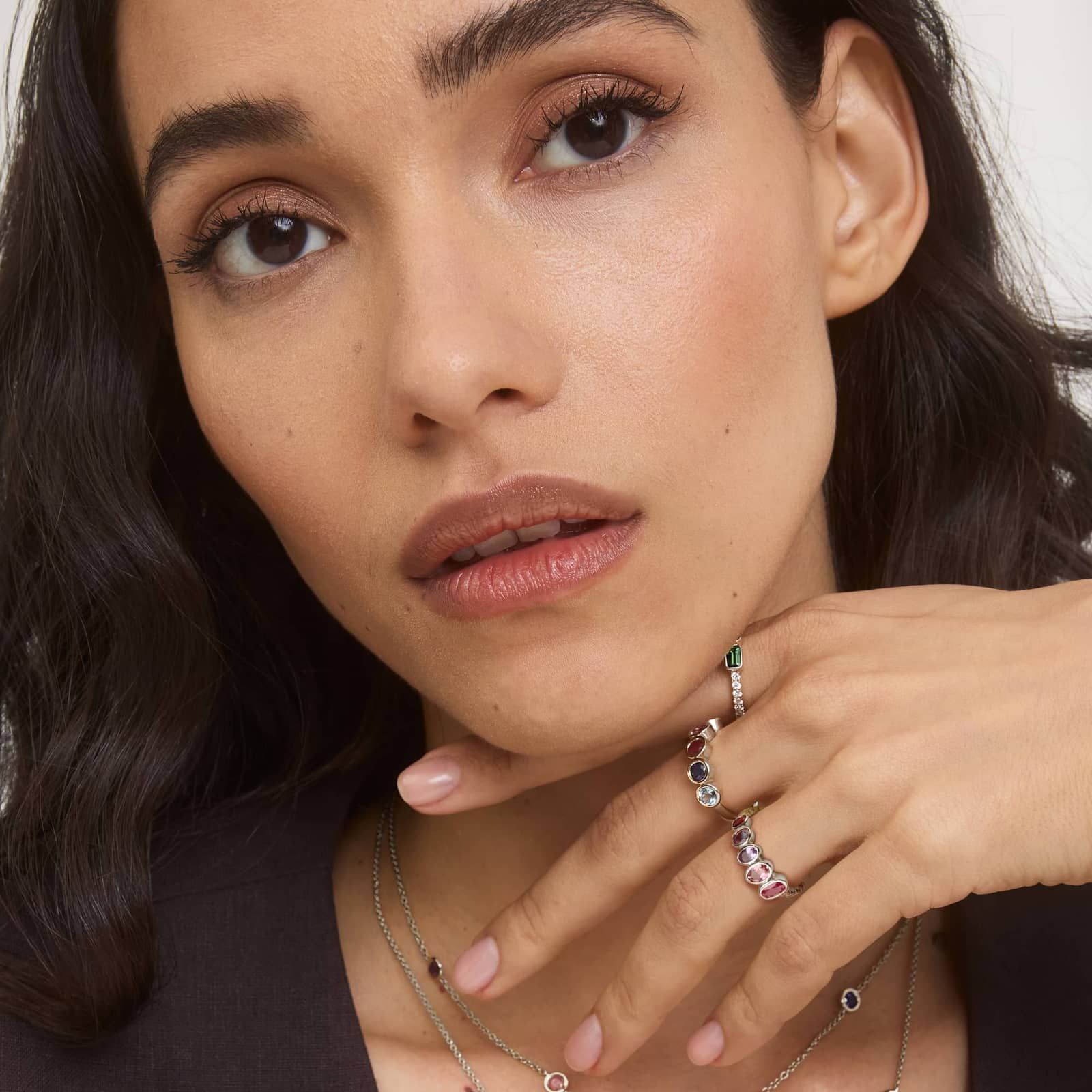 Personalized Oval Cut Single Birthstone Ring With Graduating Lab-Grown Diamonds In 14K White Gold