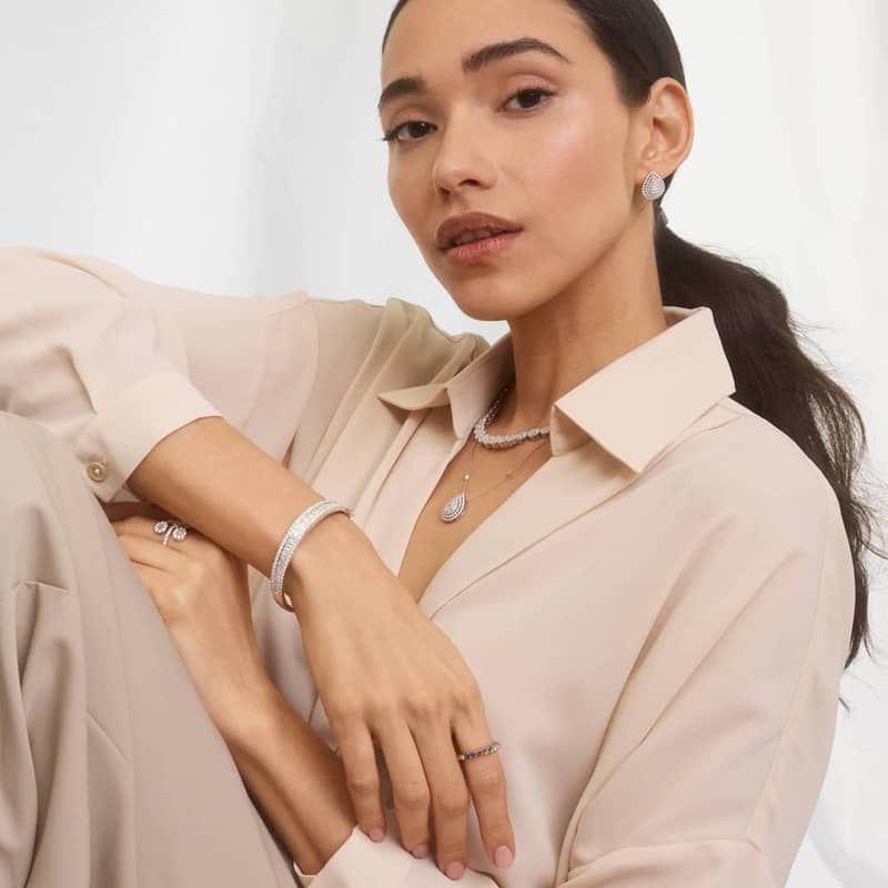 Personalized Round Cut Five Birthstone Trellis Eternity Ring With Lab-Grown Diamonds In 14K Yellow Gold