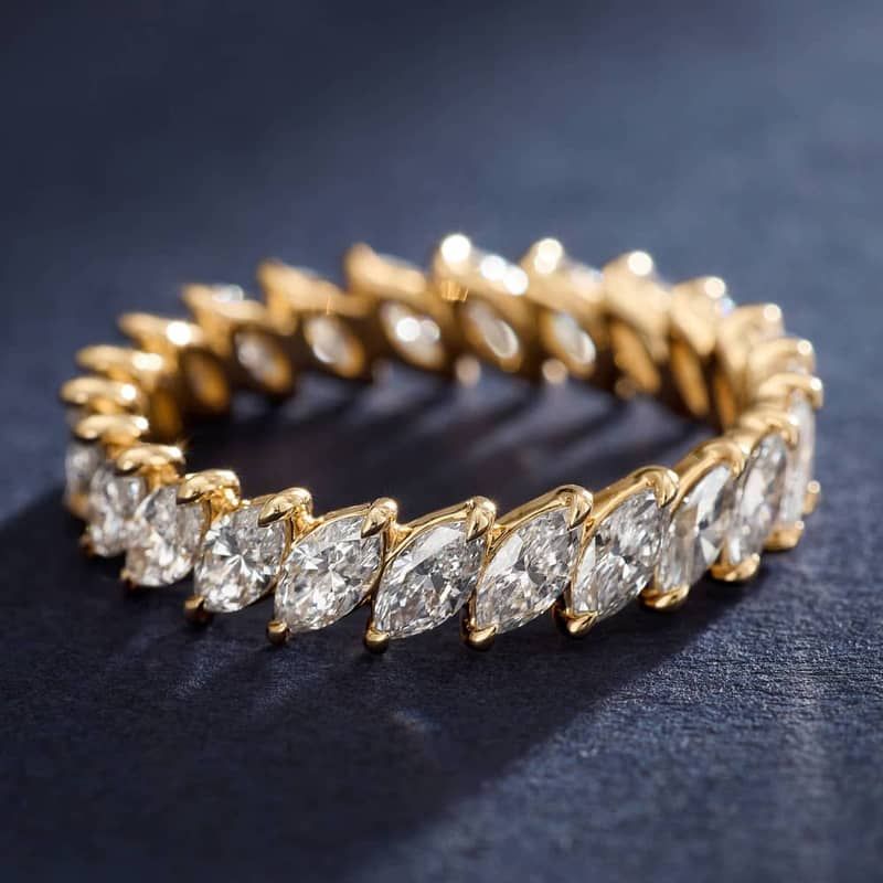 Eternity Ring With 2 CTW Marquise Cut Lab-Grown Diamonds In 14K Yellow Gold
