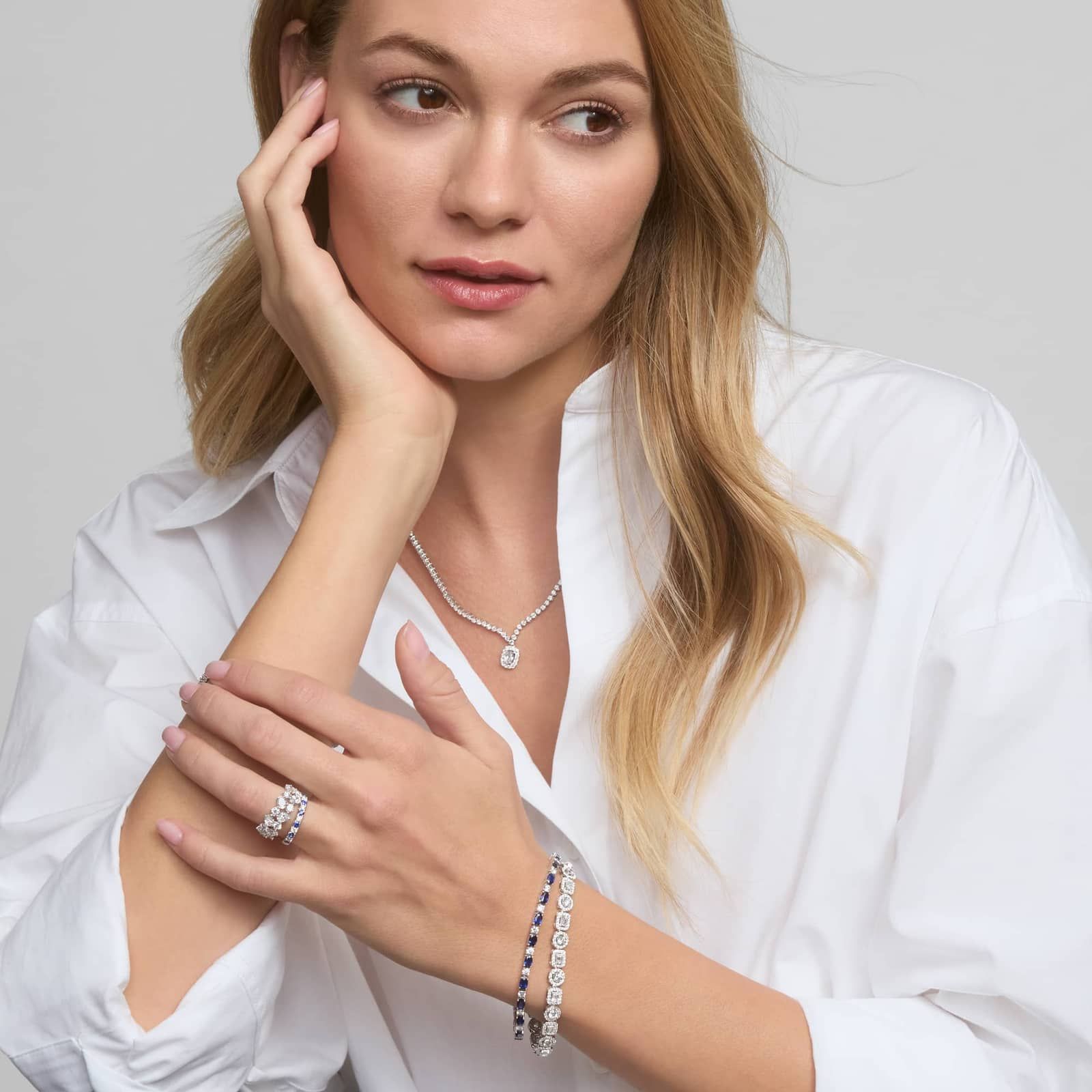 Multi-Shape Diamond Cluster Ring with 1.75 CTW Round and Oval Cut Lab-Grown Diamonds in 14K White Gold