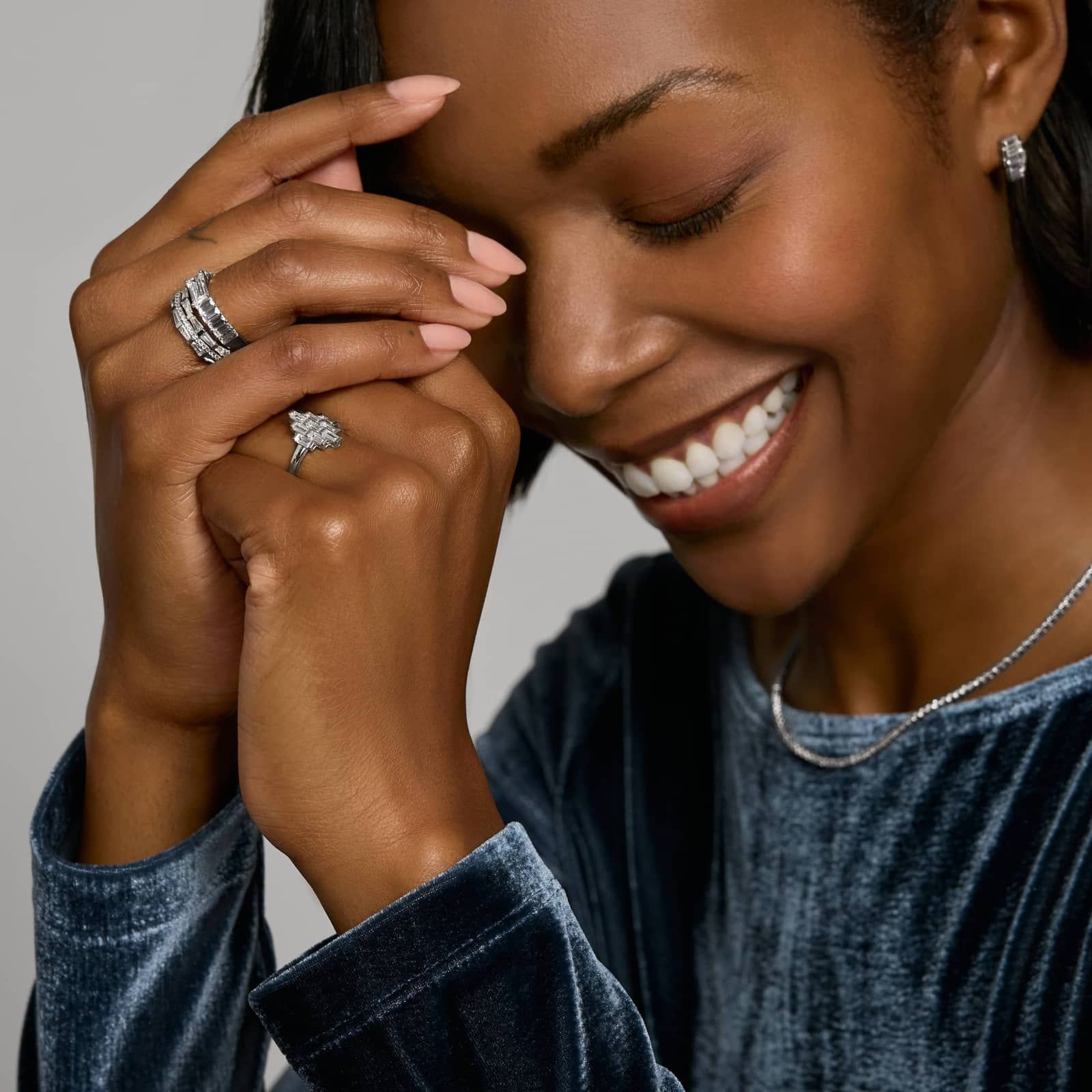 Baguette Cut Lab-Grown Diamond Fashion Ring 14K White Gold