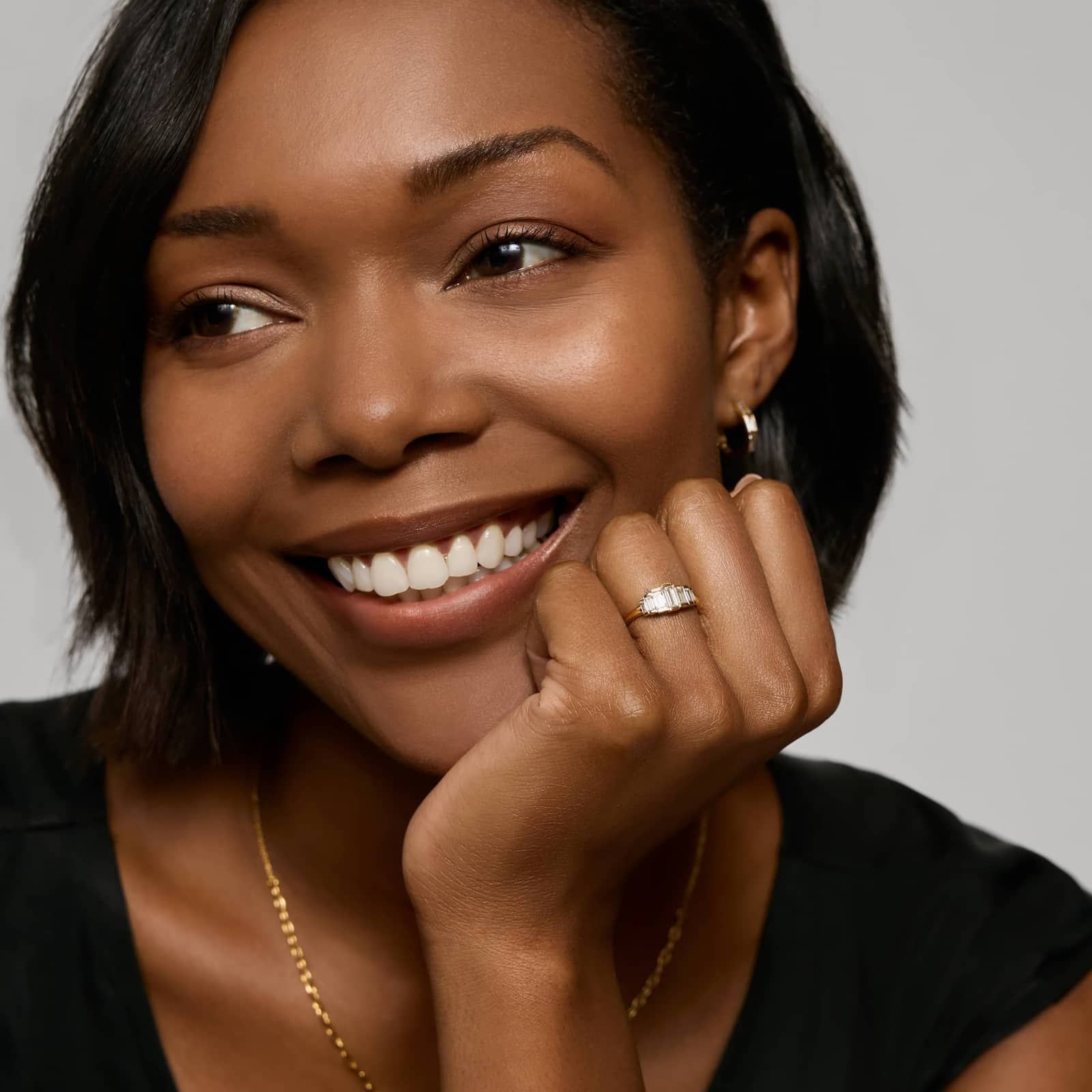 Graduating Baguette Cut Lab-Grown Diamond Ring 14K Yellow Gold