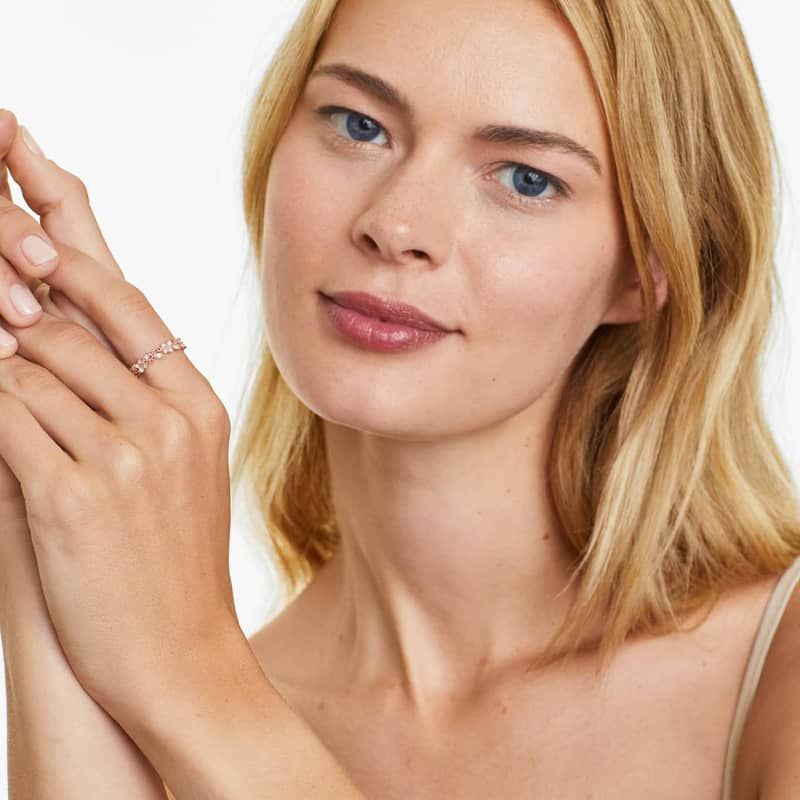 Vine Motif Diamond Ring In 14K Rose Gold