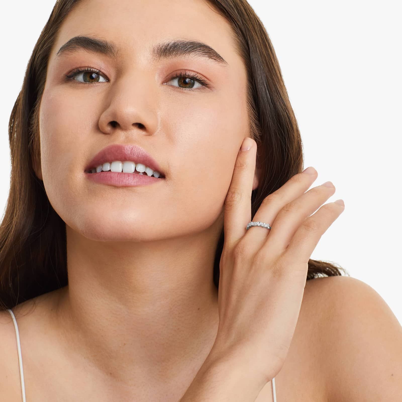 Array Marquise And Round Diamond Ring In 14K White Gold