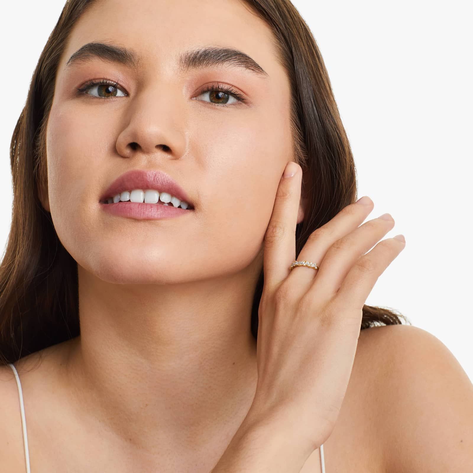 Array Marquise And Round Diamond Ring In 14K Yellow Gold