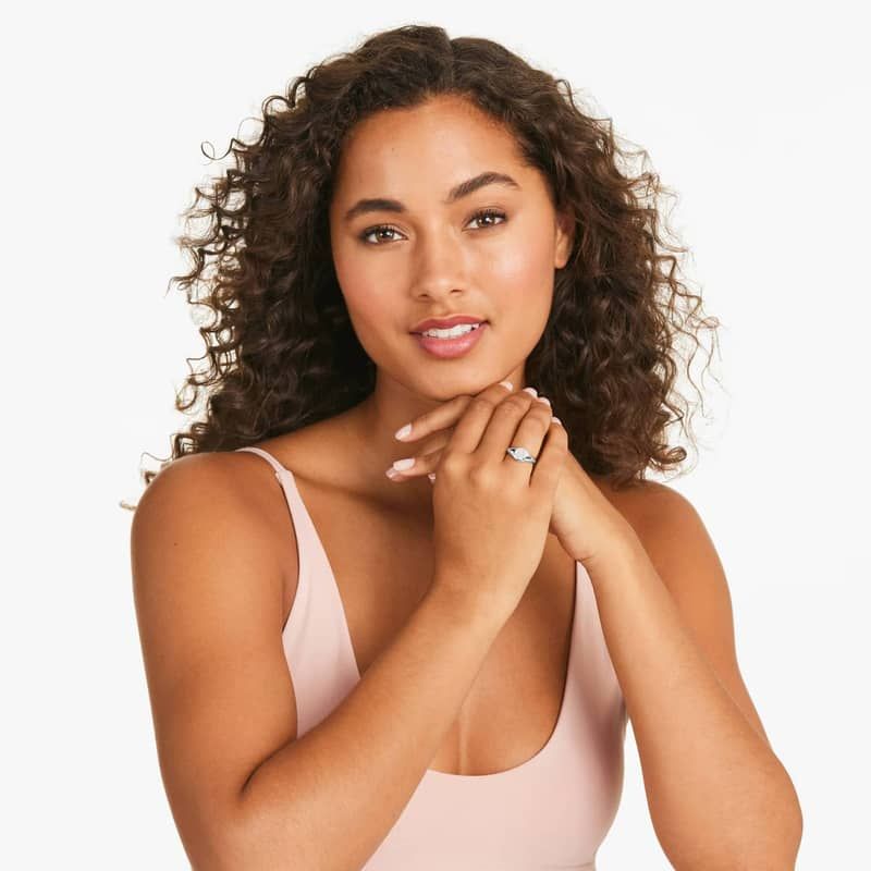 Diamond A Initial Signet Ring In 14K White Gold