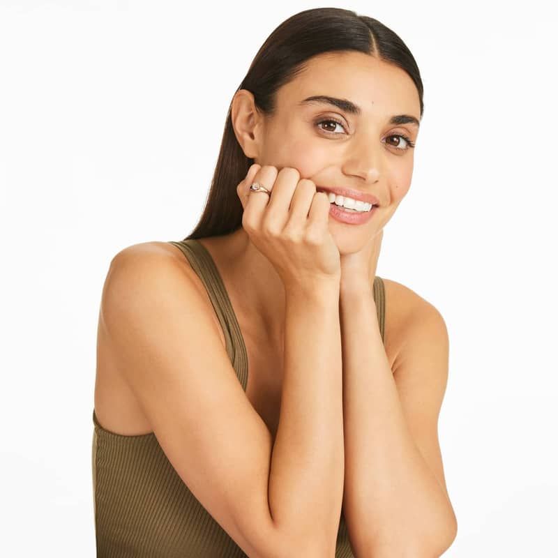 Diamond C Initial Signet Ring In 14K Rose Gold