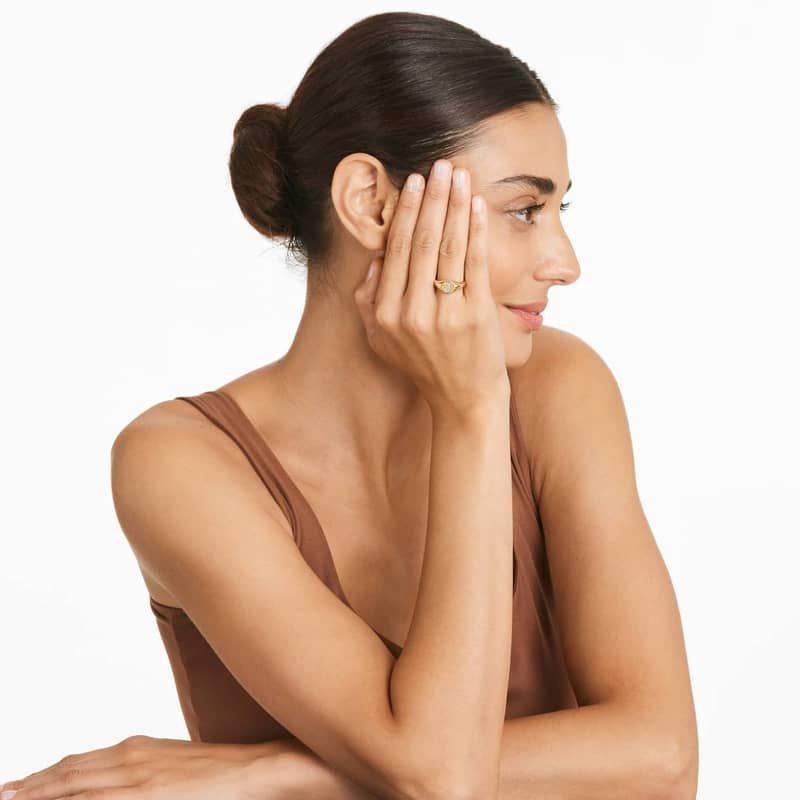 Diamond J Initial Signet Ring In 14K Yellow Gold