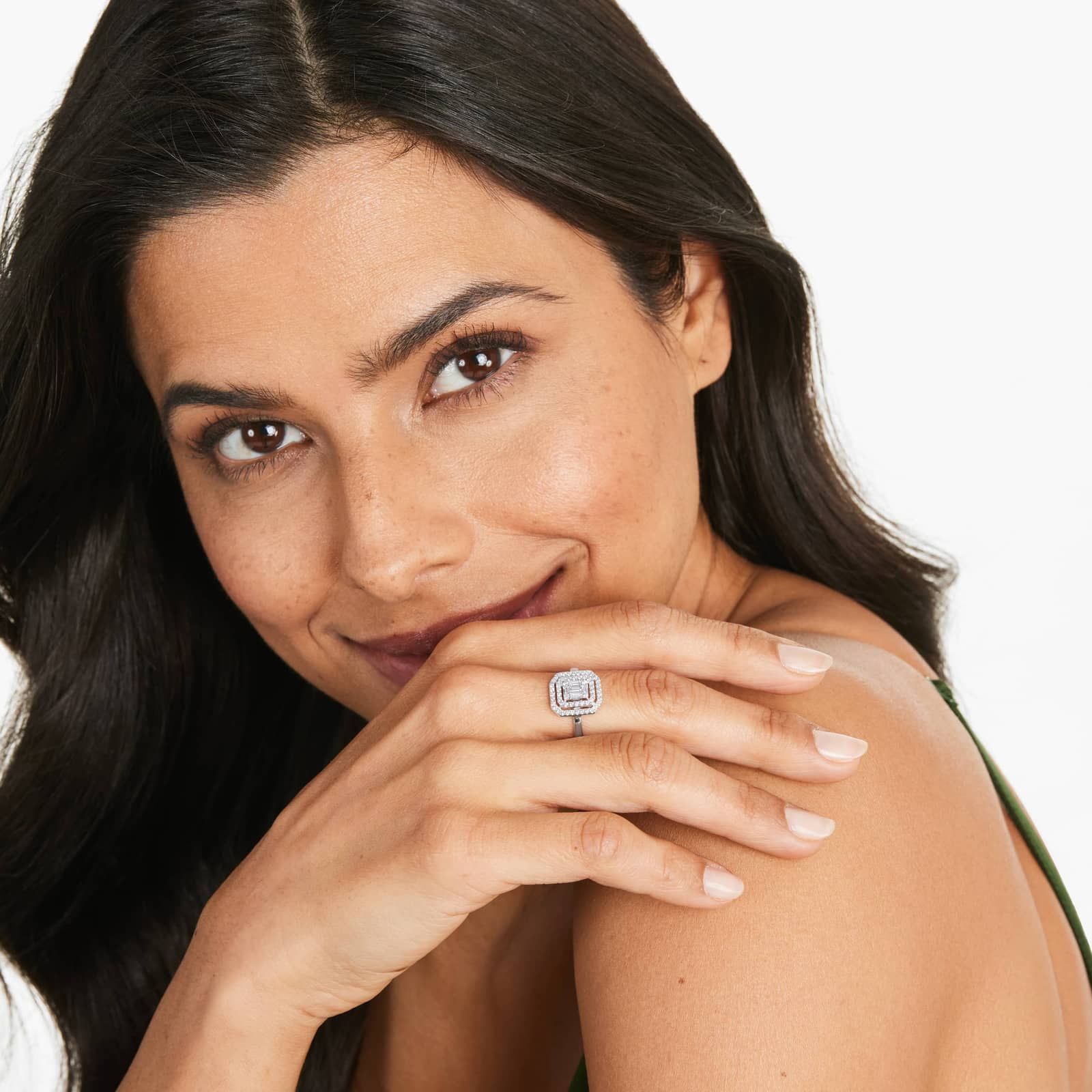 Grand Composite Cocktail Diamond Ring In 14K White Gold