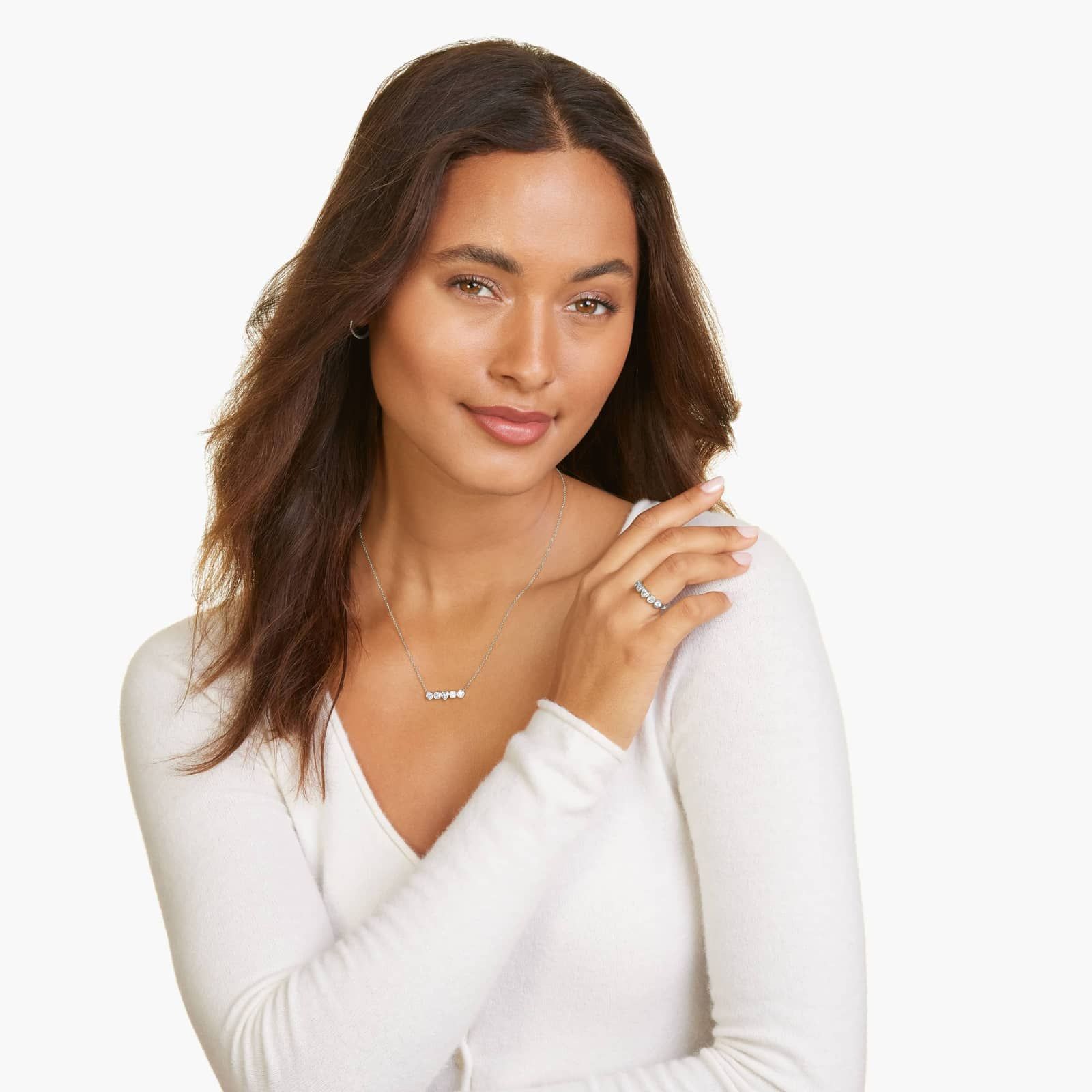 Fancy Bezel Round, Asscher And Heart Shaped Lab-Grown Diamond Ring In 14K White Gold