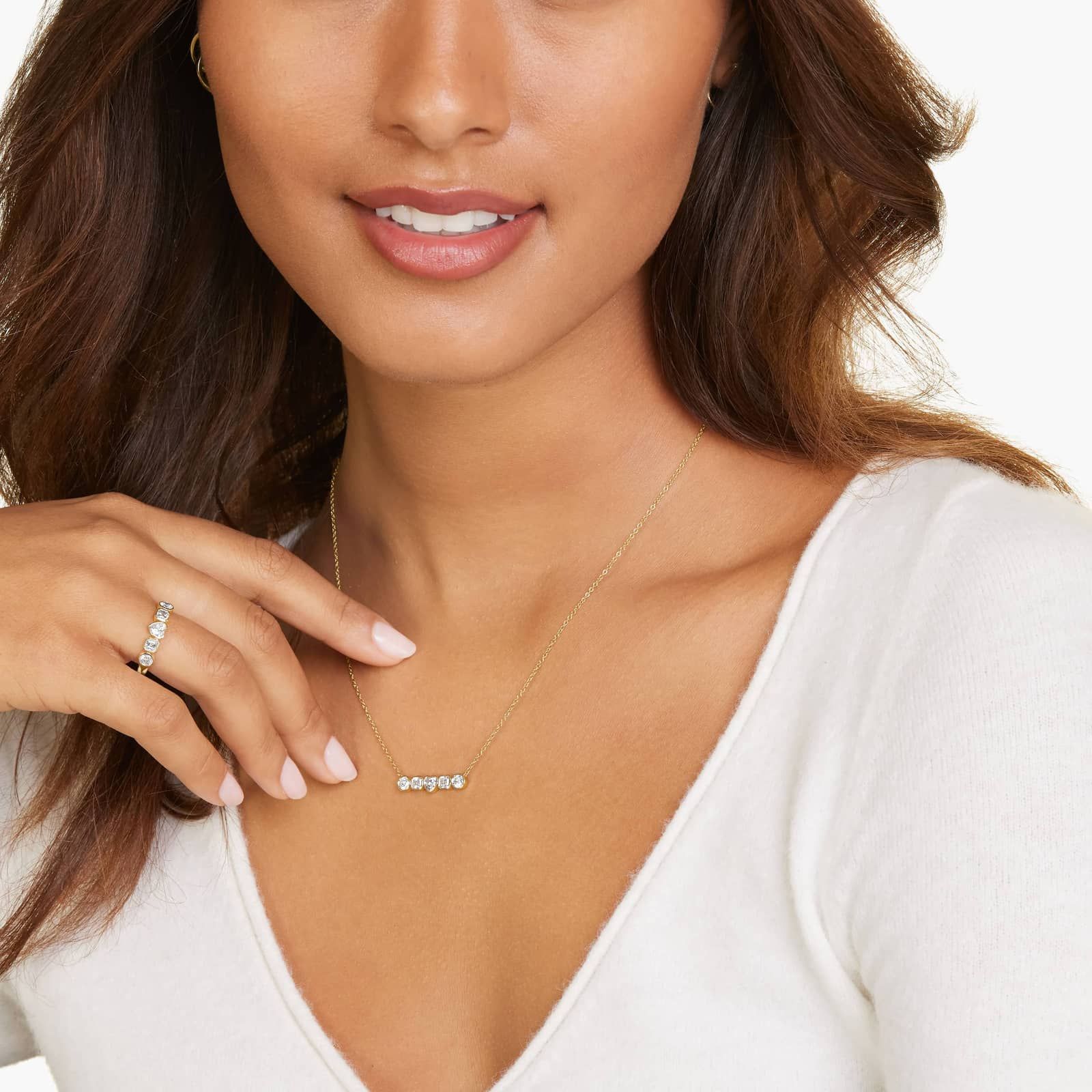 Fancy Bezel Round, Asscher And Heart Shaped Lab-Grown Diamond Ring In 14K Yellow Gold