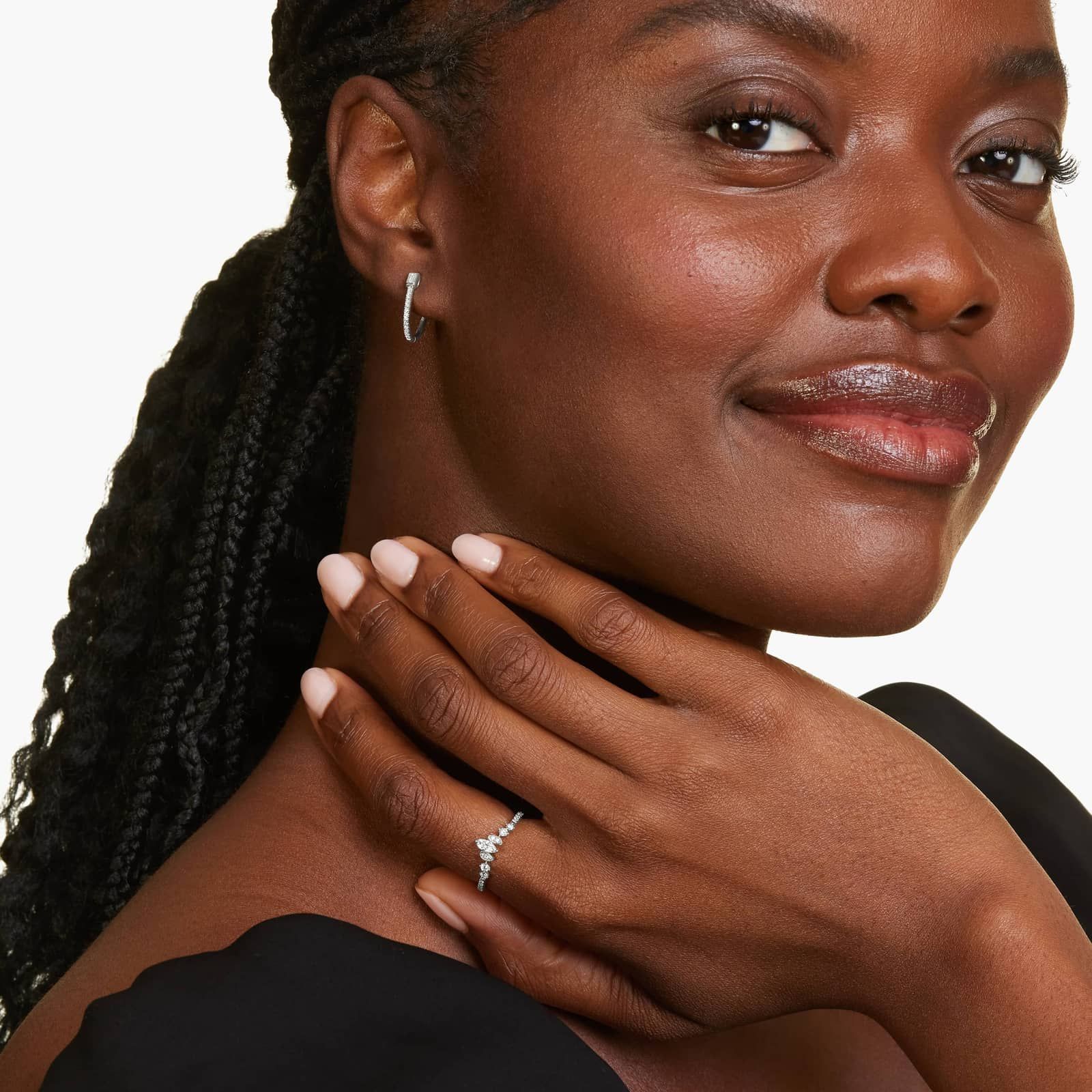 Dainty Diamonds Graduating Sidestone Pavé Stack Ring In 14K White Gold