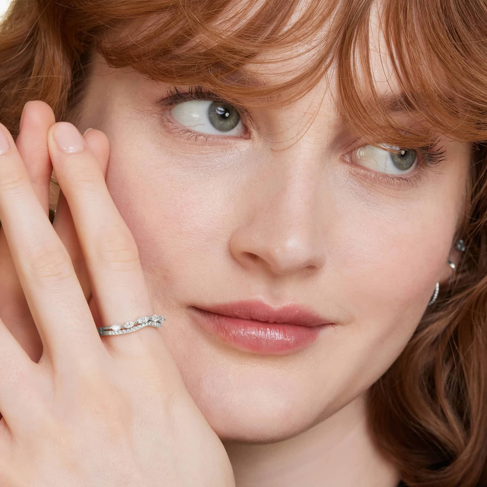 Dainty Diamonds Two Row Pavé Stack Ring In 14K White Gold