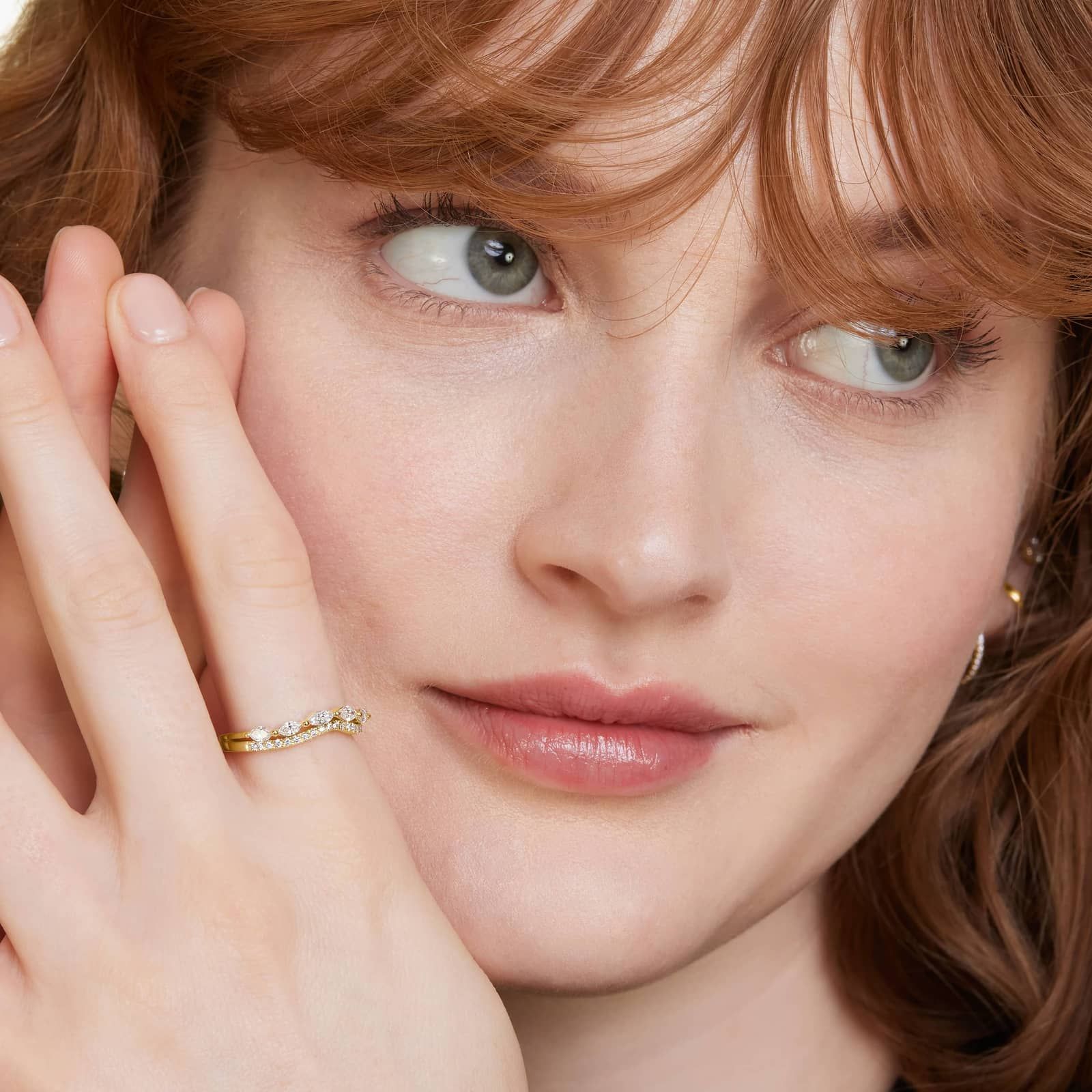 Dainty Diamonds Two Row Pavé Stack Ring In 14K Yellow Gold