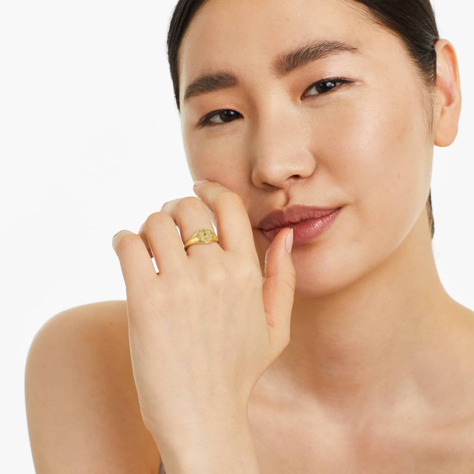 Gemini Zodiac Signet Ring In 14K Yellow Gold