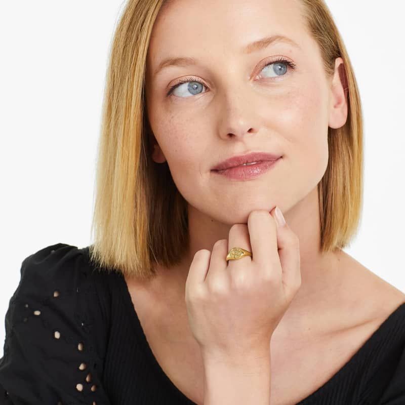 Leo Zodiac Signet Ring In 14K Yellow Gold