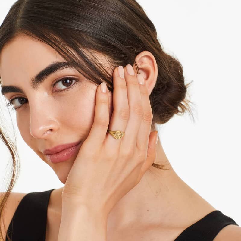 Virgo Zodiac Signet Ring In 14K Yellow Gold