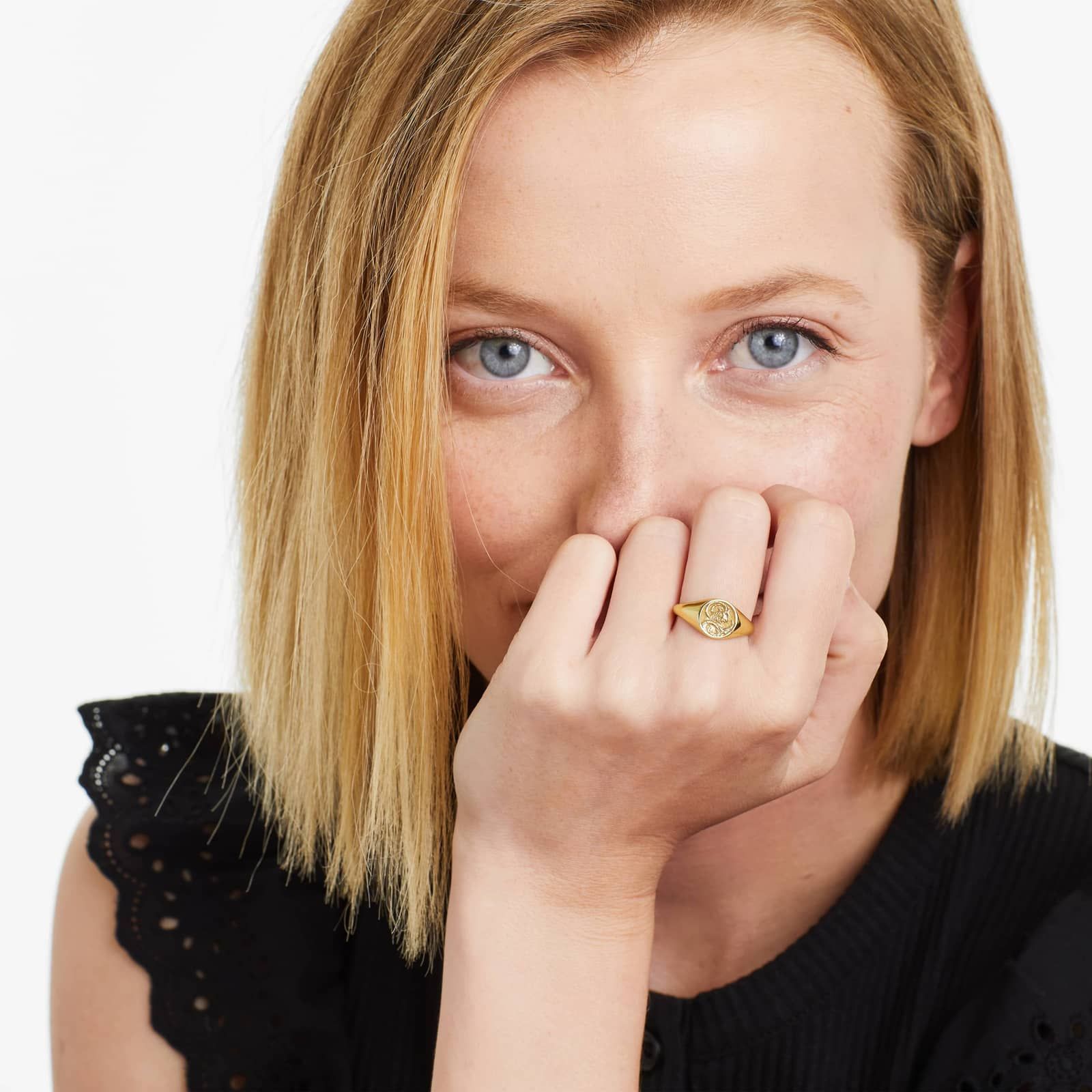 Capricorn Zodiac Signet Ring In 14K Yellow Gold