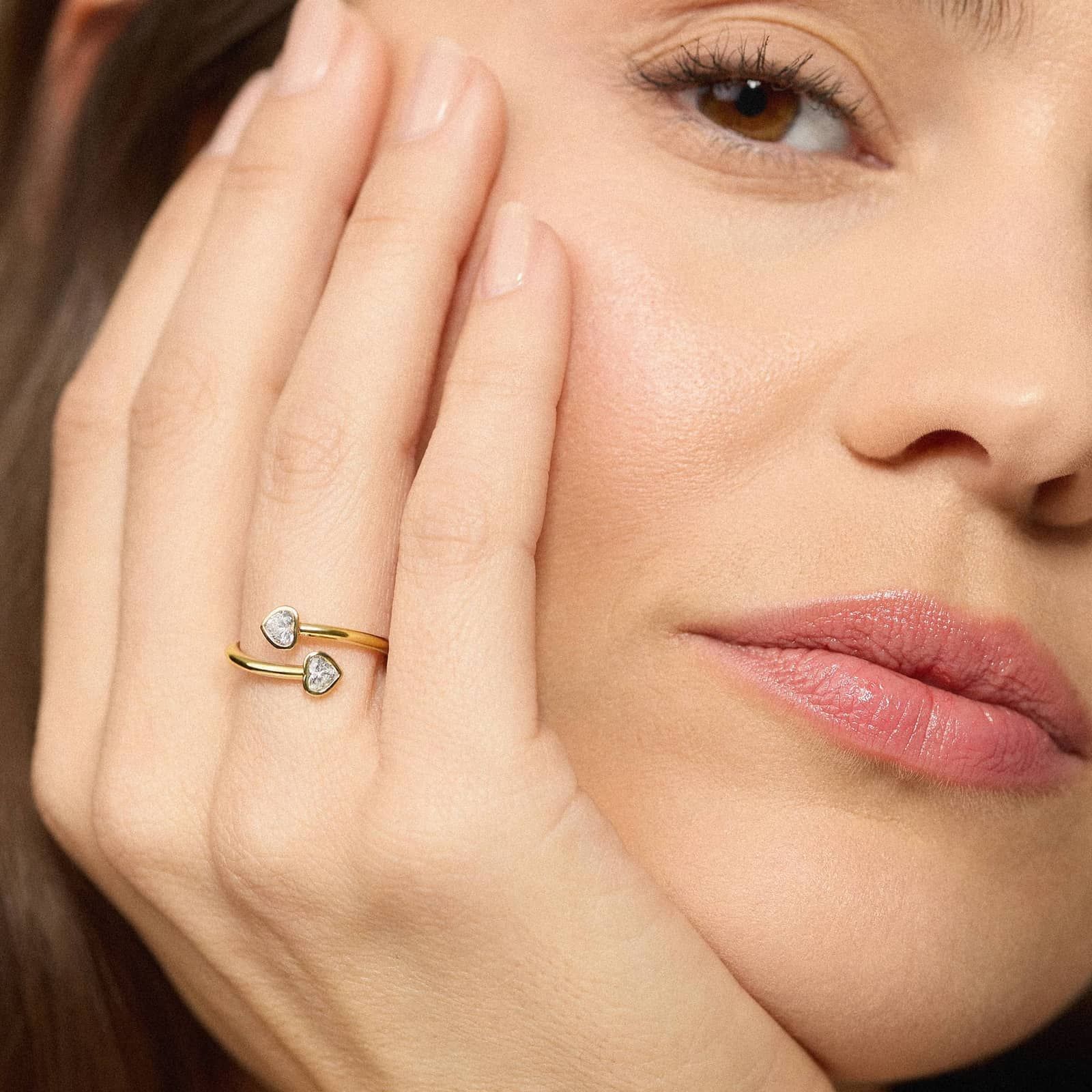 Heart Diamond Bezel Wrap Ring in 14K Yellow Gold