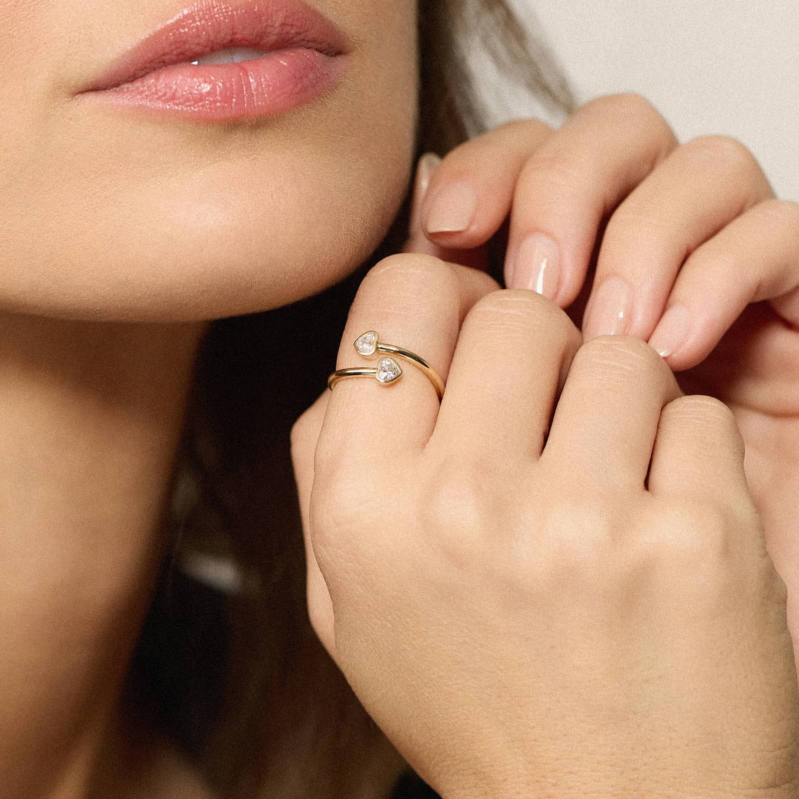 Heart Diamond Bezel Wrap Ring in 14K Yellow Gold