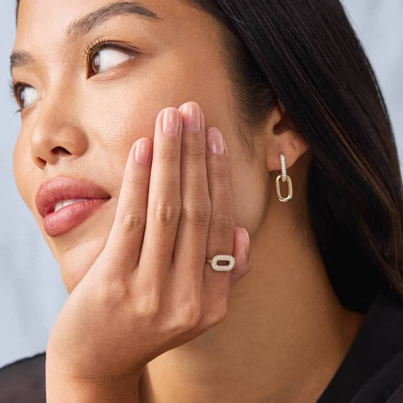 Ellipse Ring in 14K Yellow Gold with Diamonds