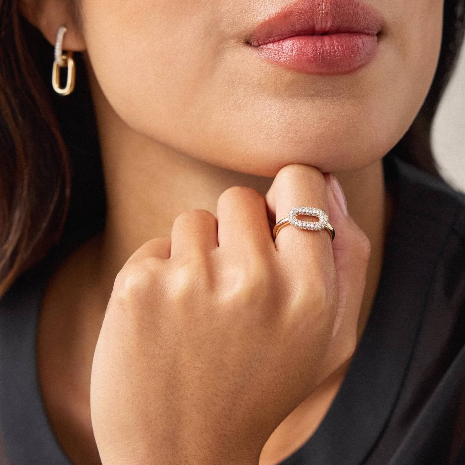 Ellipse Ring in 14K Yellow Gold with Diamonds