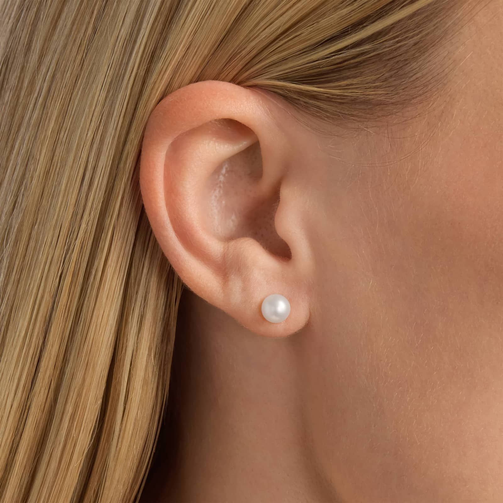 14k Real Gold Freshwater Cultured Pearl Stud Earrings With Screw Backs - Made In USA