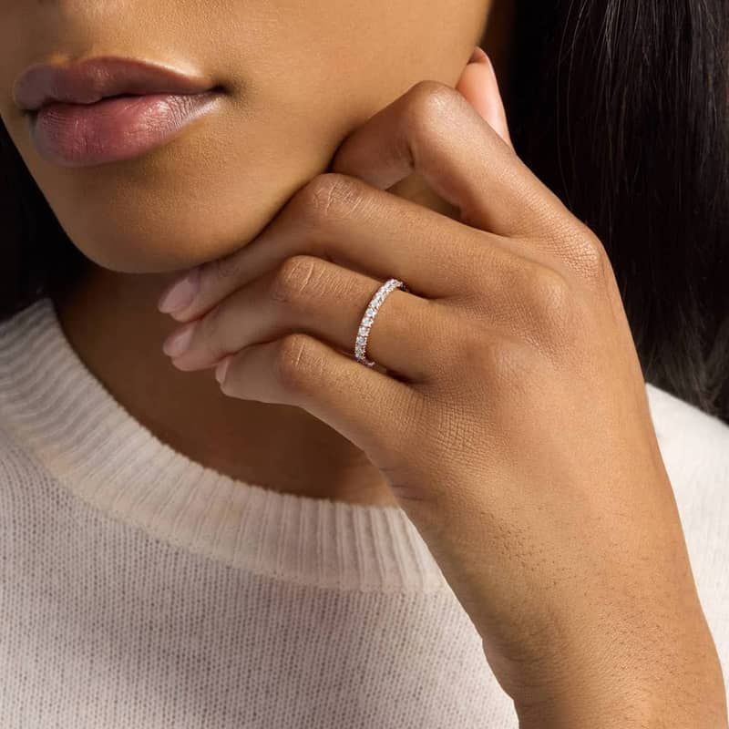 French Pavé Diamond Eternity Ring in 14k Rose Gold  (1 ct. tw.)