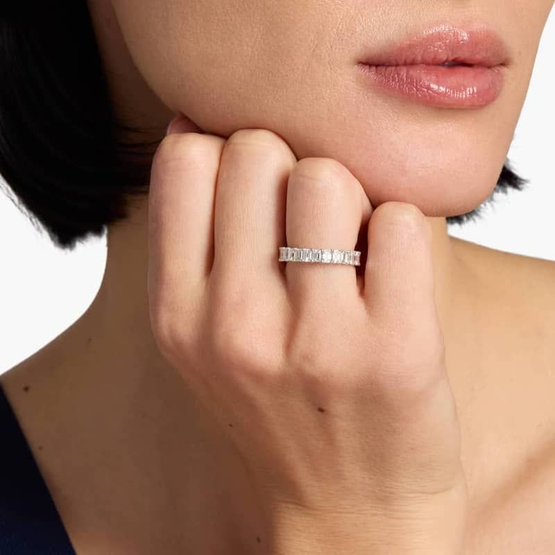 Emerald Cut Diamond Eternity Ring In 14K White Gold (3 Ct. tw. - H-I / SI1-SI2)