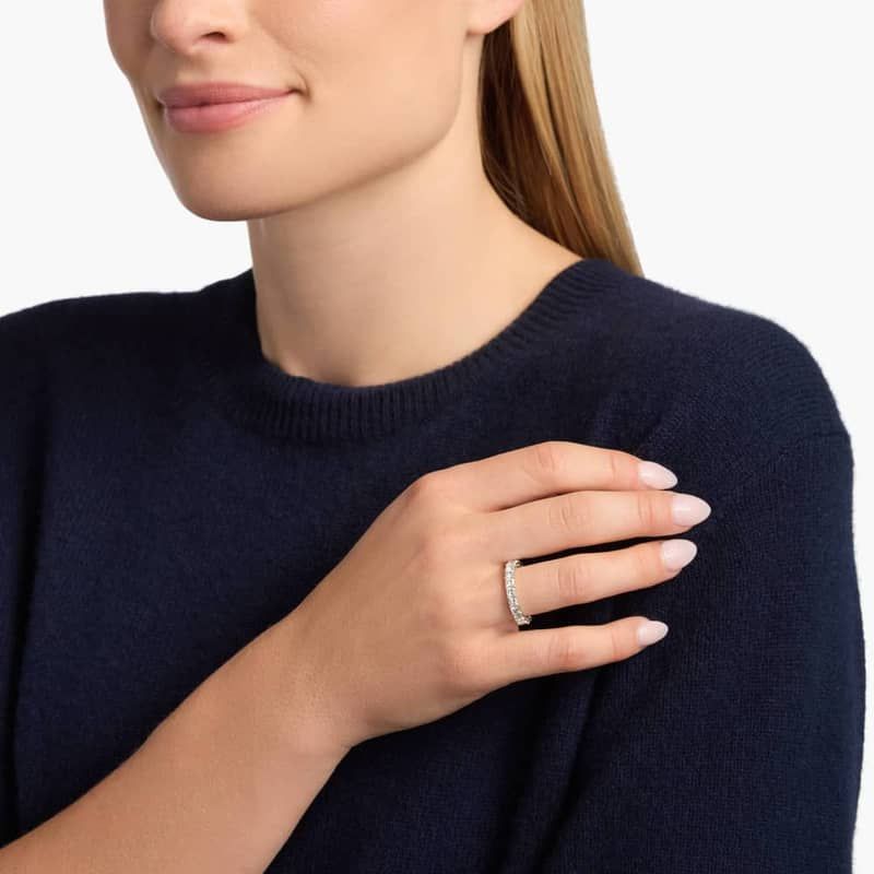 Cushion Cut Eternity Ring In 14K Yellow Gold (3 Ct. tw. - H-I / SI1-SI2)