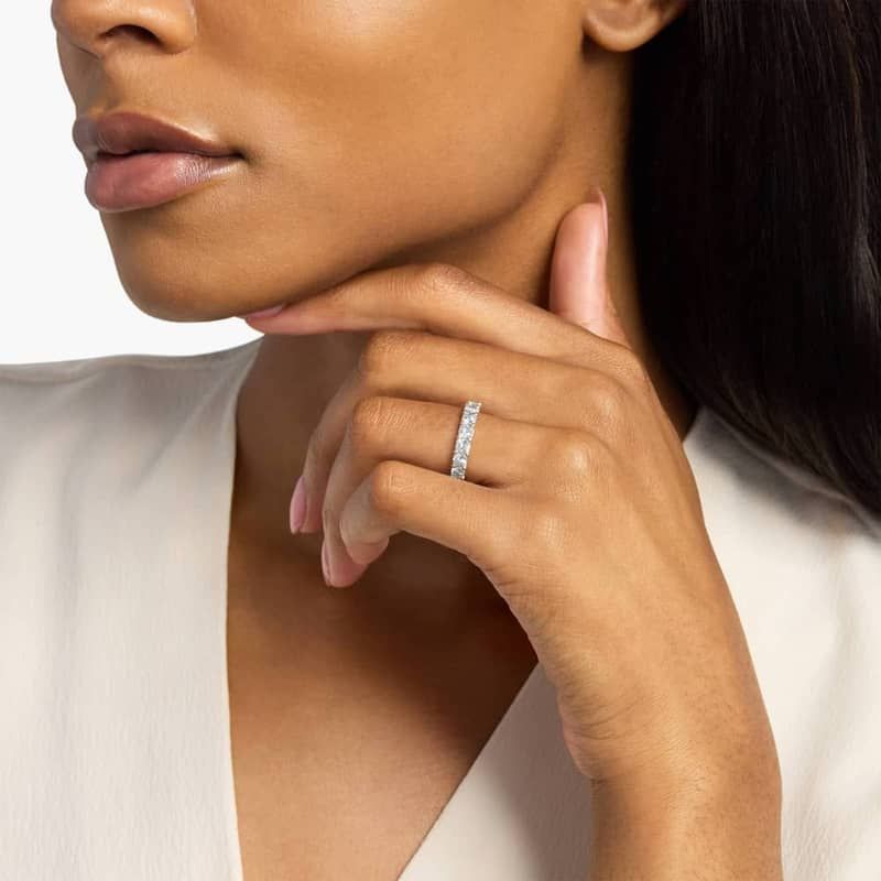 Cushion Cut Eternity Ring In 14K Yellow Gold (4 Ct. tw. - H-I / SI1-SI2)