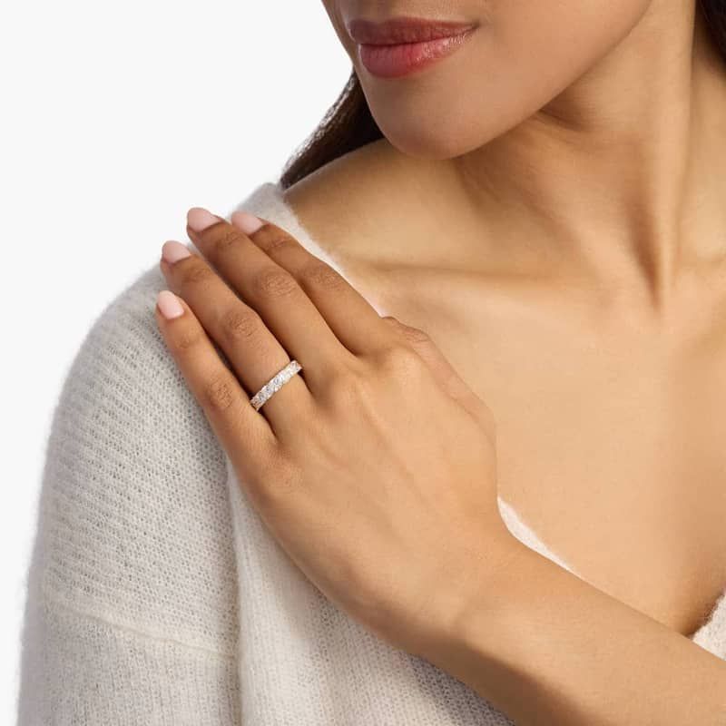 Cushion Cut Lab-Grown Diamond  Eternity Ring In 14K Yellow Gold (5 Ct. tw. - F-G / VS2-SI1)