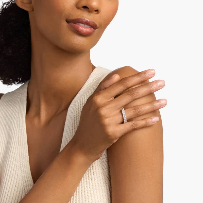 Cushion Cut Lab-Grown Diamond  Eternity Ring In 14K Rose Gold (6 Ct. tw. - F-G / VS2-SI1)