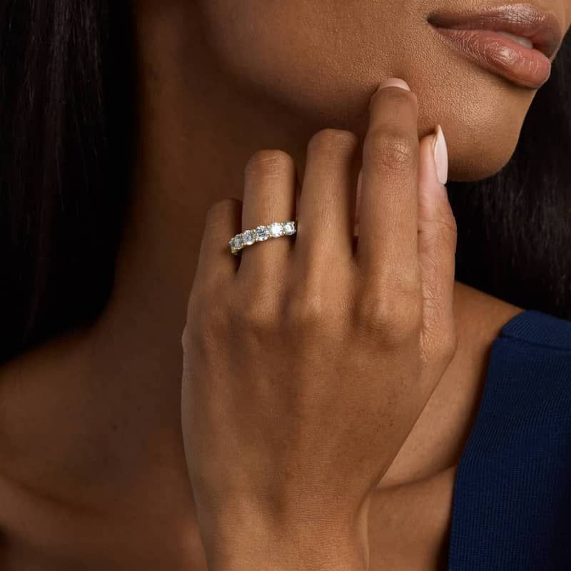 Low Dome Basket Lab-Grown Diamond Eternity Ring In 14K Yellow Gold (5 Ct. tw. - F-G / VS2-SI1)