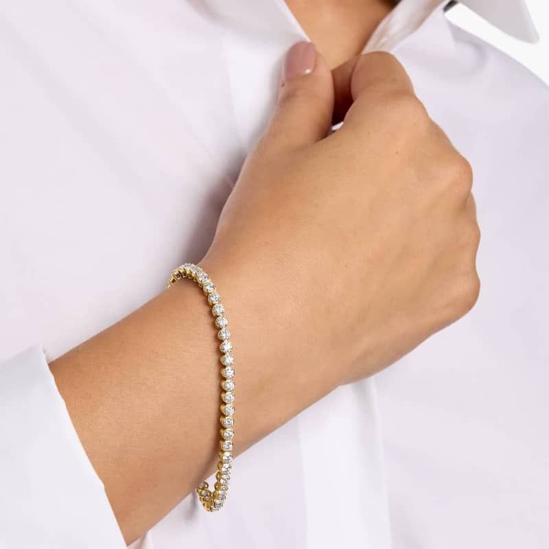 7 " Four Prong Lab-Grown Diamond Tennis Bracelet In 14K Yellow Gold (5 Ct. tw. - F-G / VS2-SI1)