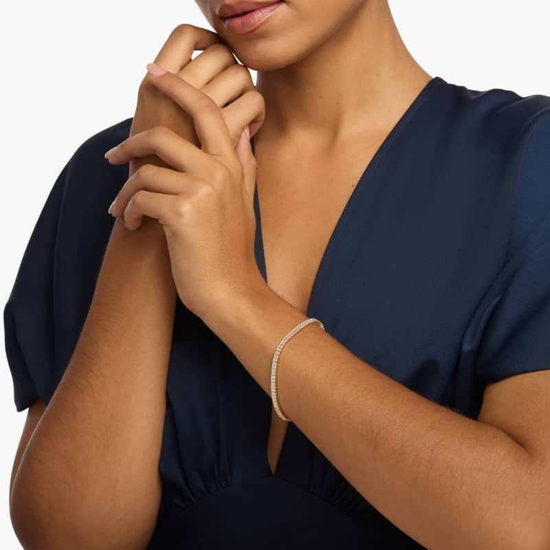 7 " Emerald Cut Lab Grown Diamond Tennis Bracelet In 14K Yellow Gold (5 Ct. tw. - F-G / VS2-SI1)