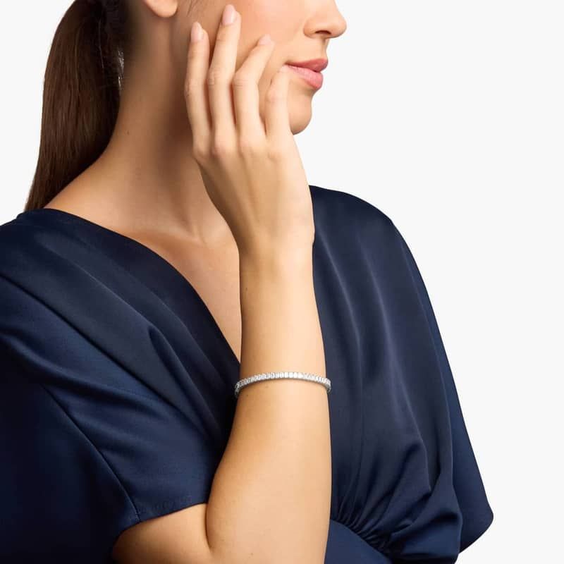 7 " Emerald Cut Lab Grown Diamond Tennis Bracelet In 14K White Gold (10 Ct. tw. - F-G / VS2-SI1)