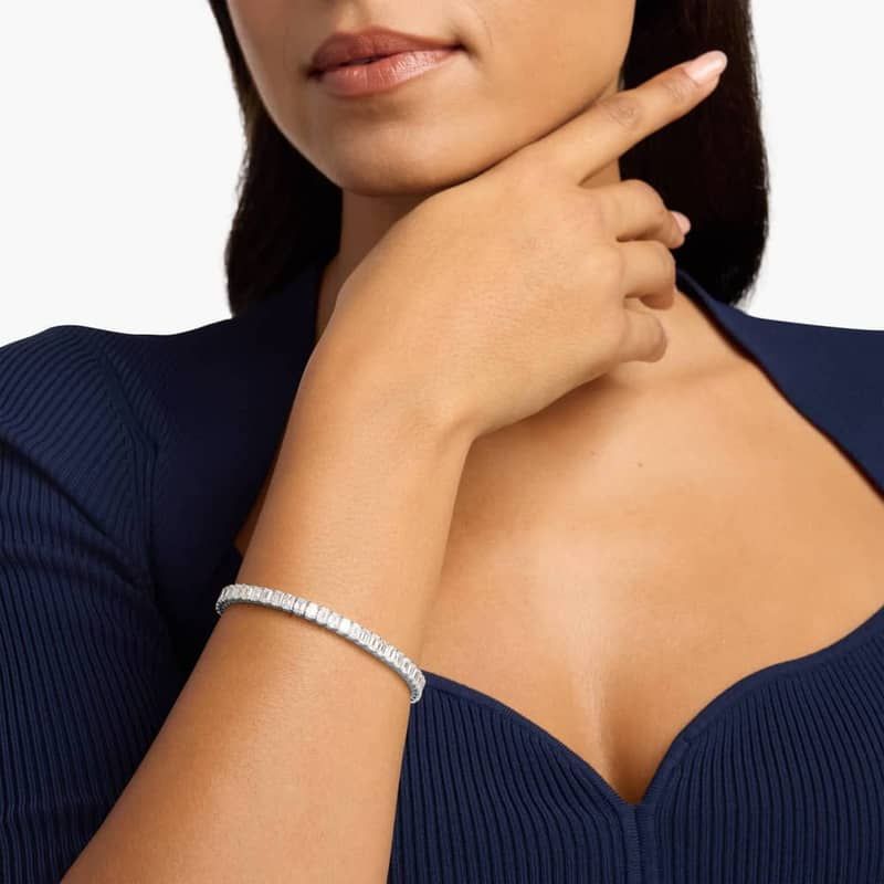 7 " Emerald Cut Lab Grown Diamond Tennis Bracelet In 14K White Gold (15 Ct. tw. - F-G / VS2-SI1)